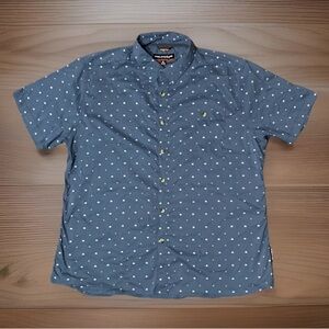 Grundens Crabwalker Short Sleeve Button Shirt Mens XLarge Blue Fishing